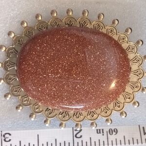 Gold and Brown Oval Brooch